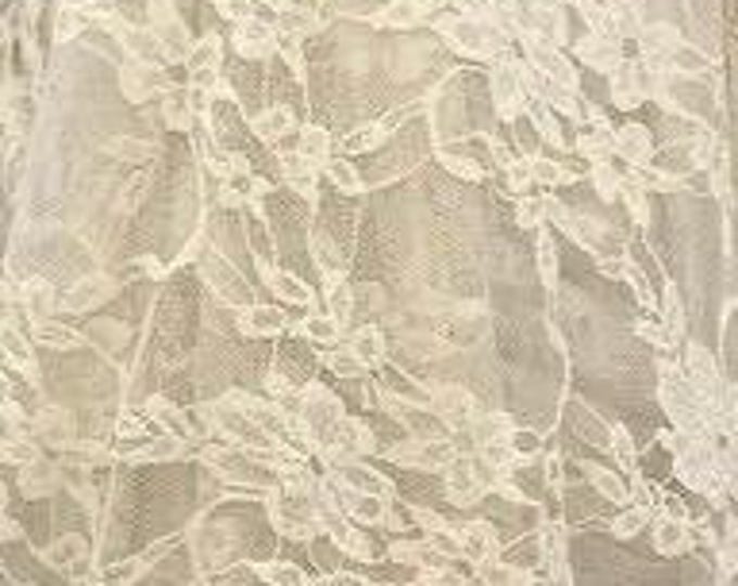 Taupe Vintage Stretch Floral Lace fabric 4 way  By The Yard