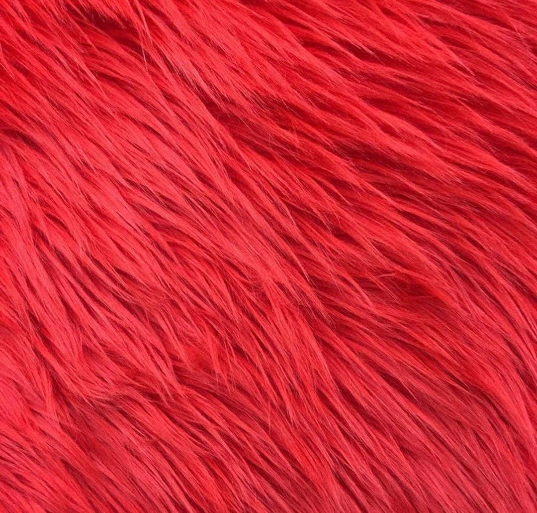 Red Shaggy Faux Fur Upholstery Fabric Yard 60 Wide 