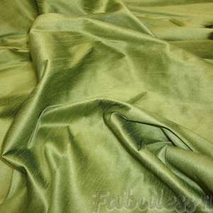 Avocado Shantung Dupioni Faux Silk two tone fabric BY THE YARD 54" wide