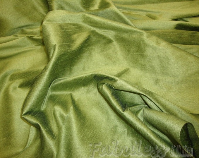 Avocado Shantung Dupioni Faux Silk two tone fabric BY THE YARD 54" wide
