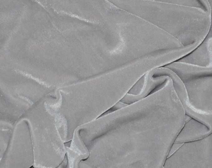 Silver Stretch Velvet Fabric By The Yard | 58’’ wide