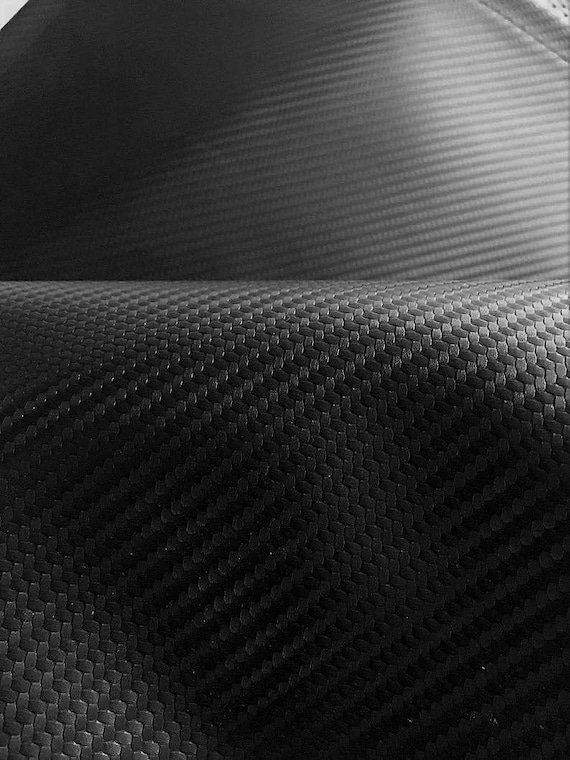FIBRA DE CARBONO Tela de tapicería en relieve de vinilo sintético negro /  54 de ancho / Vendido por unidad