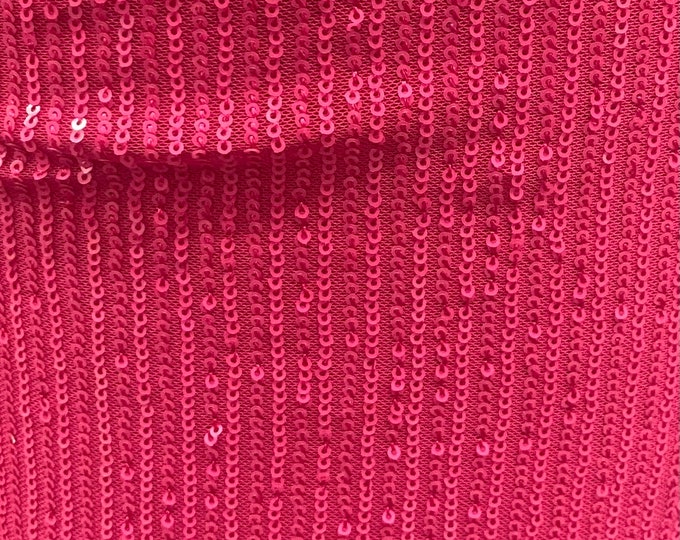 Fuchsia Pleated Glitz Sequin Mesh Fabric By The Yard