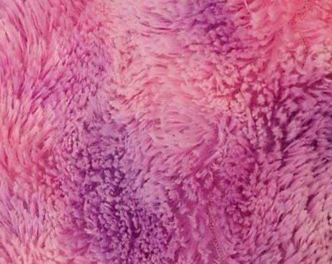 Minky silky Bear Skin - Purple Rainbow Fabric 58" Wide