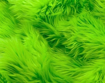 Faux fur Lime shaggy upholstery fabric  yard 60" wide