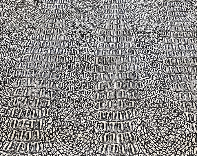 Black white Gator Faux vinyl fabric upholstery projects and more