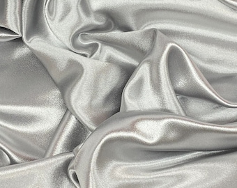 Silver Satin Crepe back Fabric 60" Wide