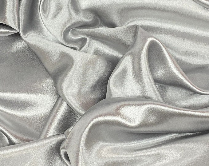 Silver Satin Crepe back Fabric 60" Wide Sold By the yard