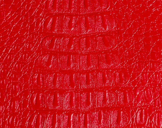 Vinyl faux leather Red Gator upholstery  fabric per yard