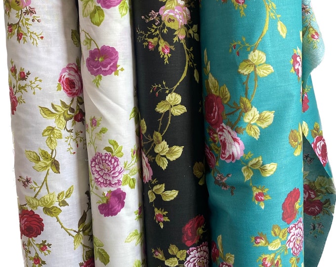 Stem roses poly cotton 60” wide- none stretch sold By The Yard