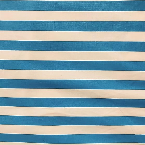 Turquoise/White stripe Poly cotton 1" stripe Sold by yard  POLYCOTTON 58" wide