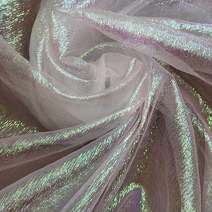 White Crush Iridescent Shimmer Organza, 45&quot; Wide, Sells by the Yard