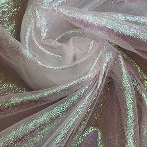 White Crush Iridescent Shimmer Organza, 45" Wide, Sells by the Yard