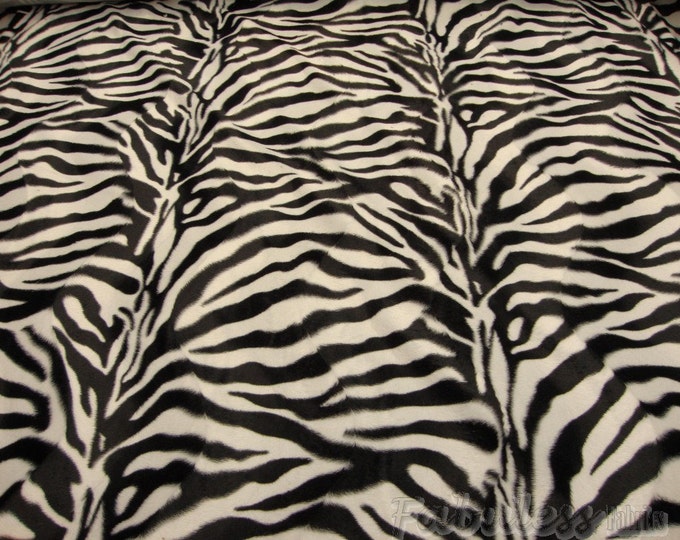 Zebra Large White and Black velbo faux fur fabric per yard