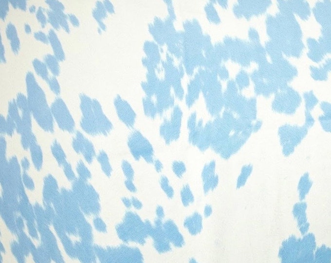 Blue Velvet Cow print Upholstery drapery home decor Fabric by the yard 54” wide