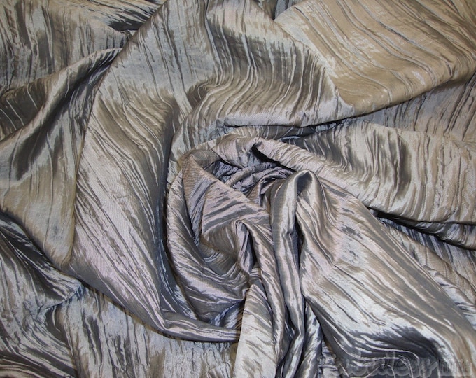 Silver Crushed Taffeta Fabric - 54" Width - Creased Clothing Decorations Crafts - Sold By The Yard