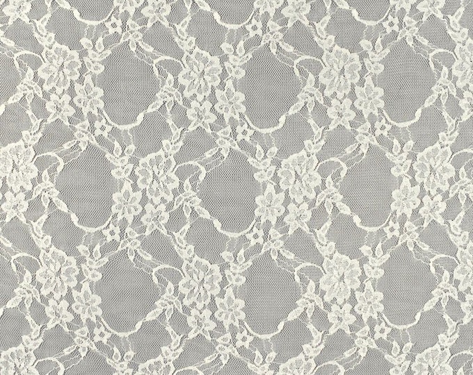 Stretch Floral Lace/ ivory/ Fabric By The Yard Wedding, Prom, Dresses, Lingerie, Pageant