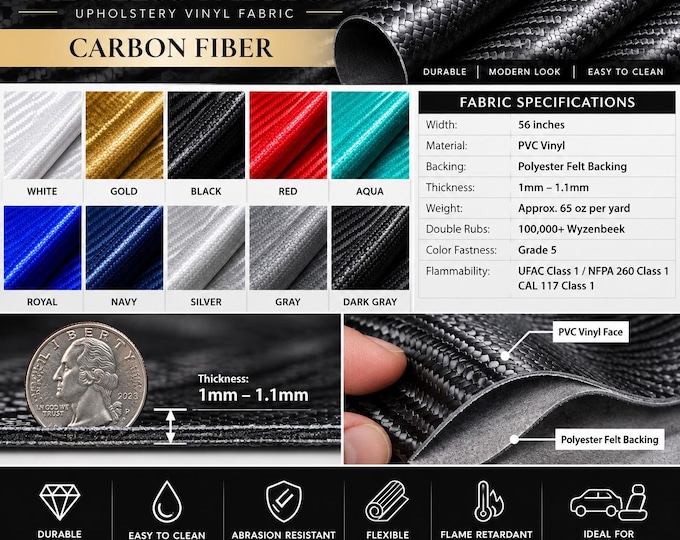 Vinyl CARBON FIBER Upholstery Fabric / 54" Wide / Sold BTY