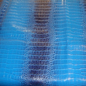 Vinyl Leather Crocodile Nile Royal Navy embossed upholstery fabric sold per yard 54&quot; Wide