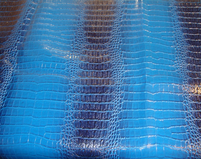 Vinyl Leather Crocodile Nile Royal Navy embossed upholstery fabric sold per yard 54" Wide