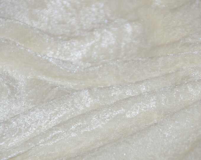 Panne Velvet Crushed Velour Stretch Fabric 60 Wide White  By yard 100% POLYESTER