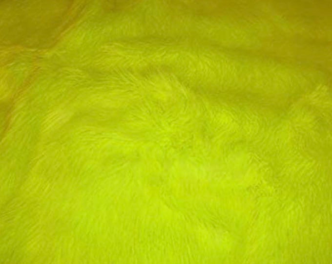 shaggy faux fur neon yellow fabric sold per yard 60" Wide