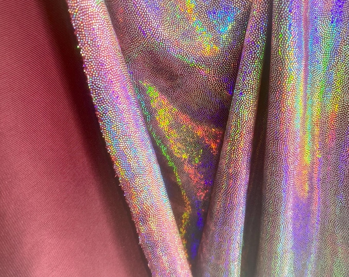 Burgundy iridescent foggy foil on 4 way stretch velvet fabric sold by the yard