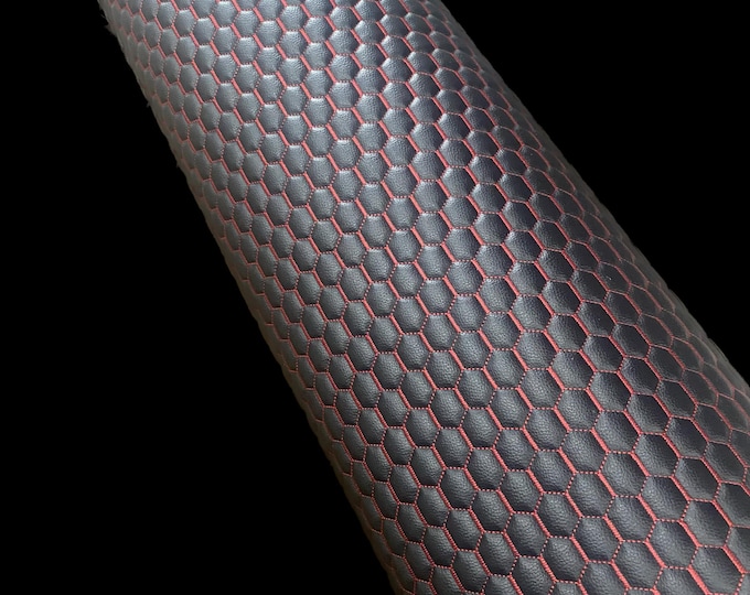 Black egg Quilted  red stitching auto headliner fabric with Foam Backing Upholstery 52" Wide