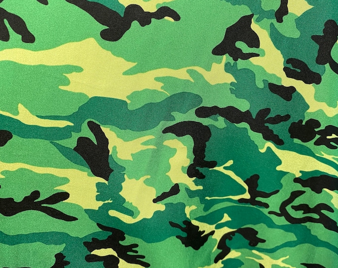Green Camouflage  stretch spandex fabric SOLD BY YARD 60 inches wide