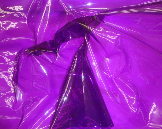 Transparent Tinted Plastic Vinyl 54 Inch Wide Fabric By the Yard-Purple