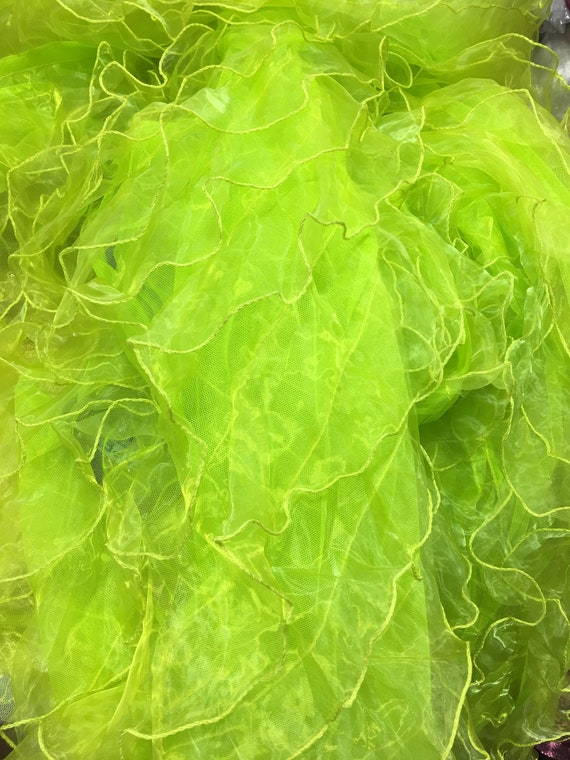 Lime Ruffled Organza Fabric Draping Craft Wedding Party Decor Etsy
