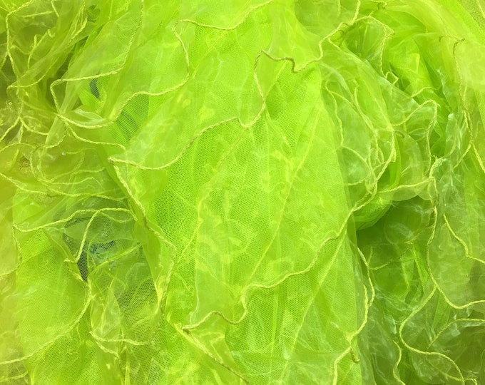 Lime Ruffled Organza Fabric Draping Craft Wedding Party Decor Fabric dress  58" wide