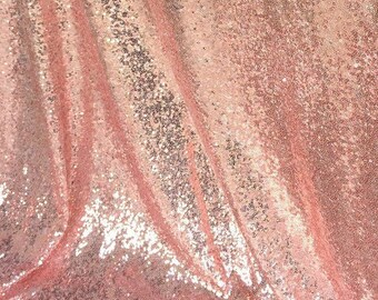 Rose Gold Sequin Fabric 58 Wide by the Yard, Blush 2 Way Stretch