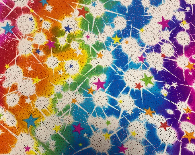stars design print on nylon spandex with foil 4-way stretch 58/60” Sold by the YD