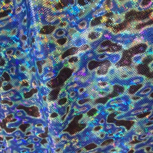 Leopard black /blue 4 way stretch spandex fabric