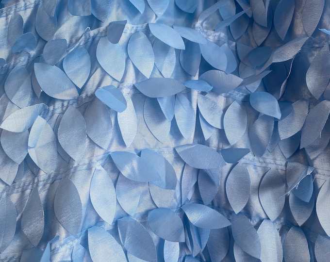 Baby blue Leaf dangling taffeta fabric sold by the yard