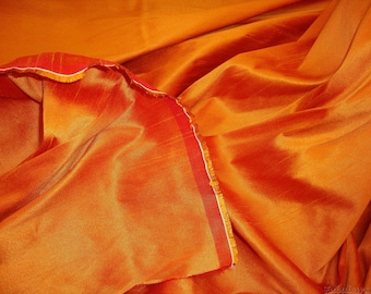 Tissu imitation soie Dupioni Shantung Russet bicolore par mètre 54" de large