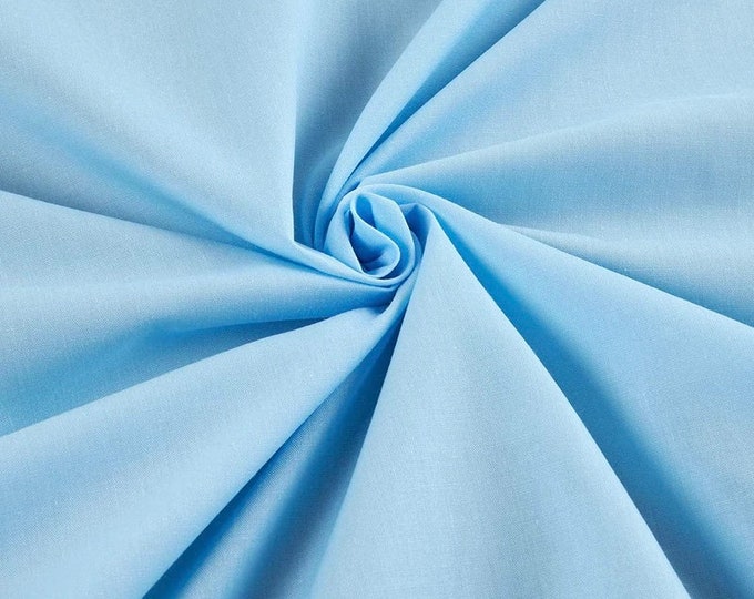 Baby blue POLY-COTTON Broadcloth 58" wide  dresses, blouses, uniforms, shirts, Clothing