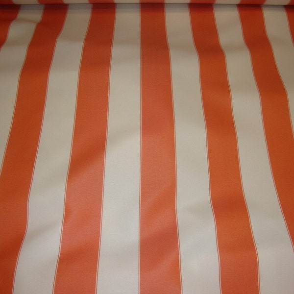 Orange Ivory Striped Waterproof Outdoor Canvas fabric 60" wide