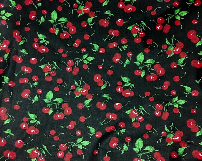 Red cherry’s on black  Poly cotton fabric sold  by yard  POLYCOTTON 58" wide