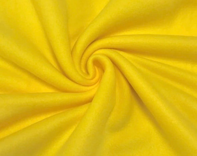 Fleece, Bright yellow Solid Fabric Sold By The Yard 60" Wide