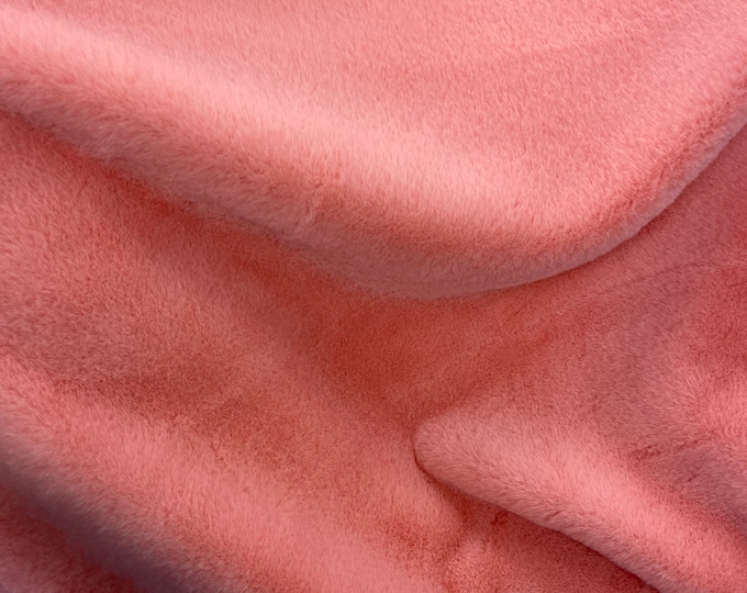 Dusty rose plush thick minky bunny  fabric / 58" Wide / Sold by the Yard