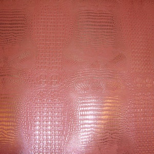 faux fake Leather Alligator ROSE SILVER Metallic Embossed upholstery fabric sold BTY 54&quot; Wide