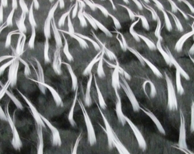 Fur faux Black White 2 Tone spike  Upholstery Fabric by the yard 60” wide