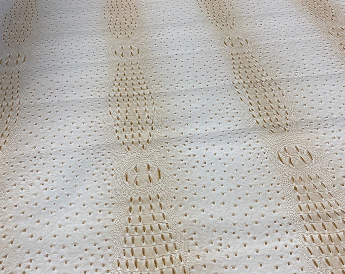 Vinyl faux leather Ivory mutant ostrich Marine grade UV resistance waterproof Fabric