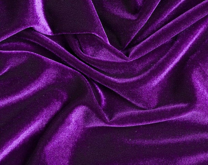 PURPLE two way stretch velvet spandex apparel drapery fabric 60" Wide