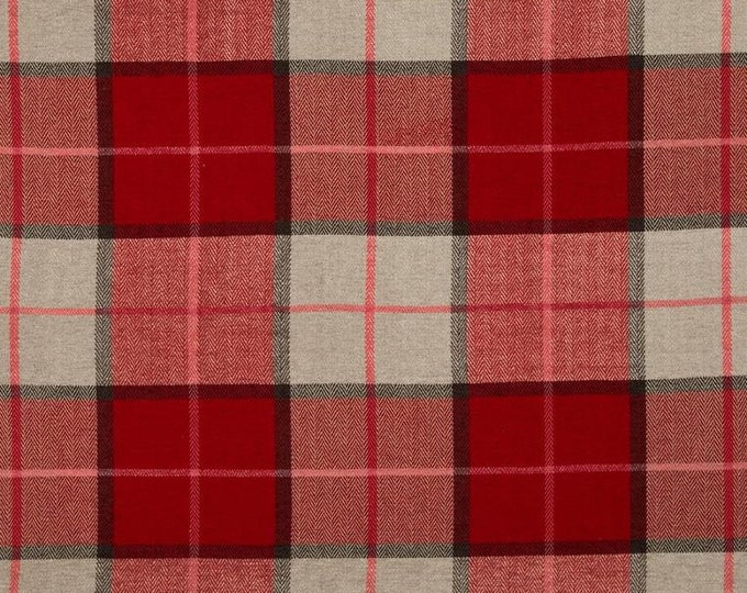 Pennington I Plaid Mirage Red Fabric by the yard upholstery drapery pillows bedding 54" wide