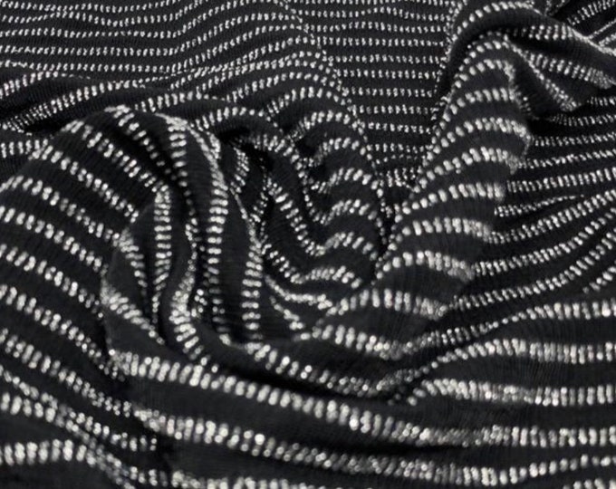 10 YARDS Silver LSV Multi Striped Metallic stretch Jersey Draping, Curtains, Appeal Dresses