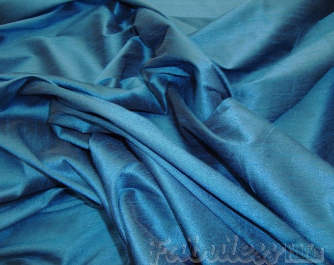 Teal  Shantung Dupioni Faux Silk fabric per yard