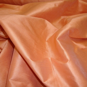 Cantaloupe Shantung Dupioni Faux Silk two tone fabric BY THE YARD 54&quot; wide